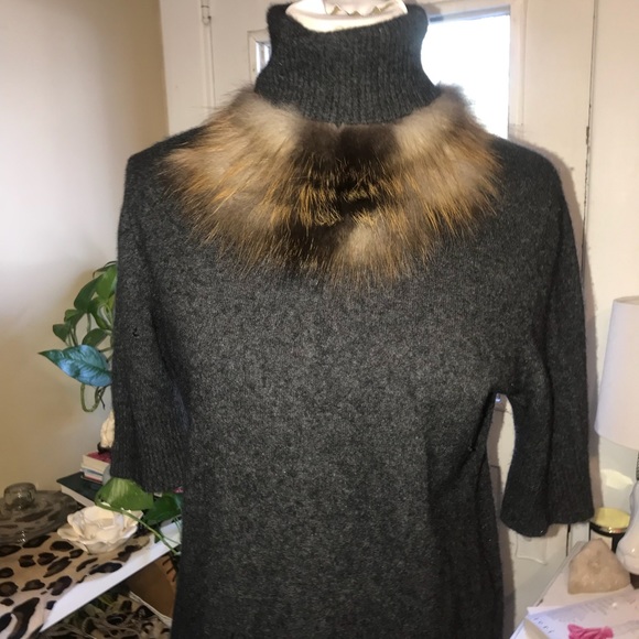 REAL CASHMERE AND FOX FUR knit top - Picture 2 of 7